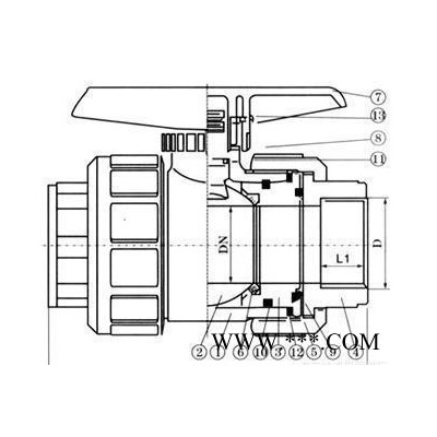 上海申歐通用塑料閥門廠Q61F-6S-DN20 FRPP增強聚丙烯焊接球閥