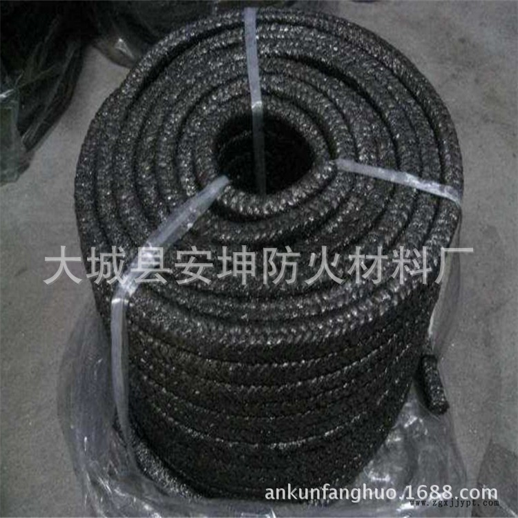 供應(yīng)山東魯陽黑色四氟盤根黑色聚四氟乙烯石墨膨體盤根耐高溫防腐示例圖2