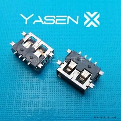 Yasen USB AF 連接器 10.0短體全貼SMT直邊6.3 LCP耐高溫 USB短體