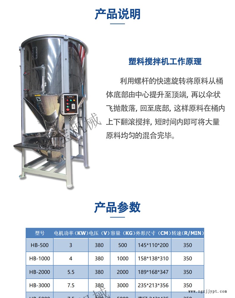 塑料顆粒攪拌機 手提塑料袋專用1000KG塑料顆粒攪拌機  不銹鋼制作 廠家批發(fā)示例圖3