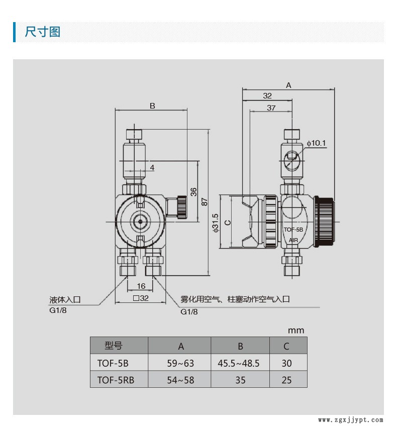 日本巖田自動(dòng)噴槍 TOF-5B-05脫模劑噴槍 液體噴漆槍 自動(dòng)噴漆槍示例圖3